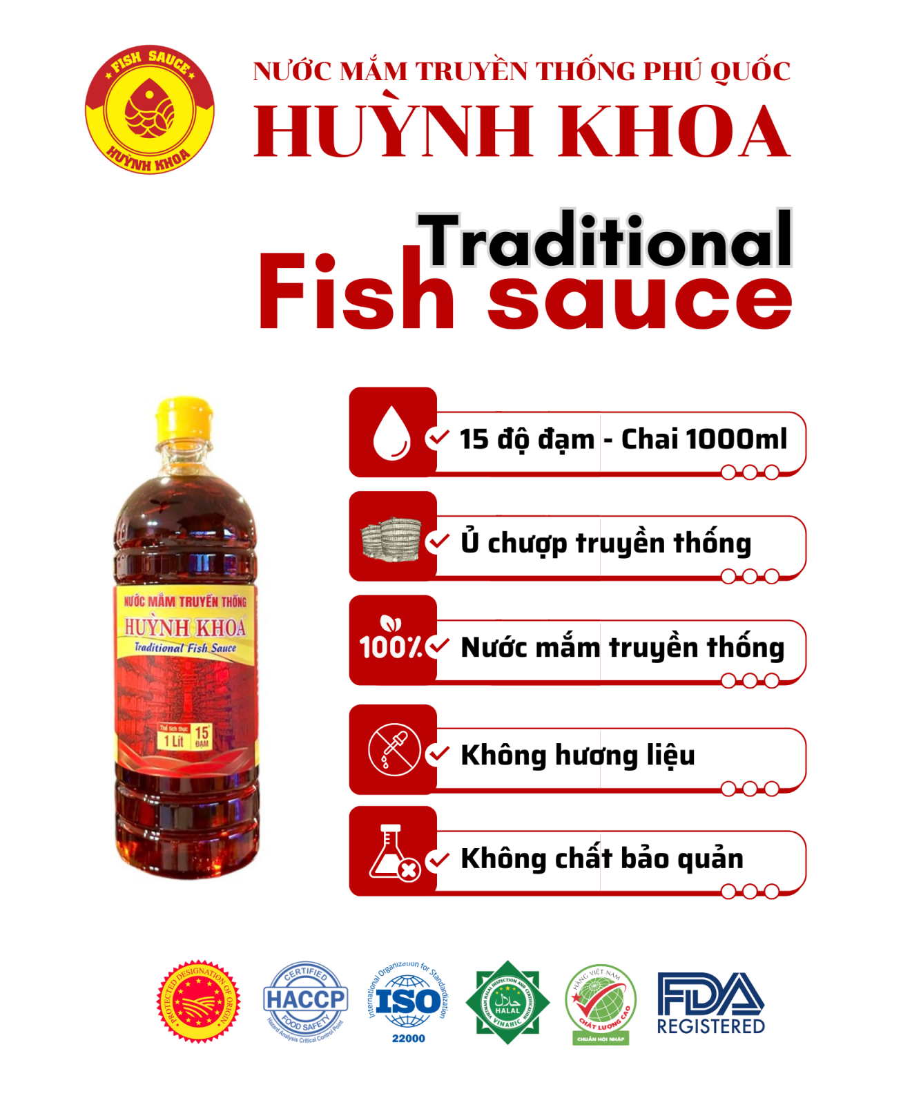 Nước mắm truyền thống 15 độ đạm chai 1 lít