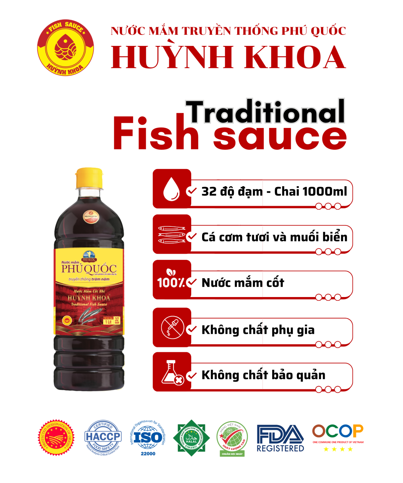 Nước Mắm Truyền Thống Cốt Nhĩ 32 Đạm Chai 1000ml