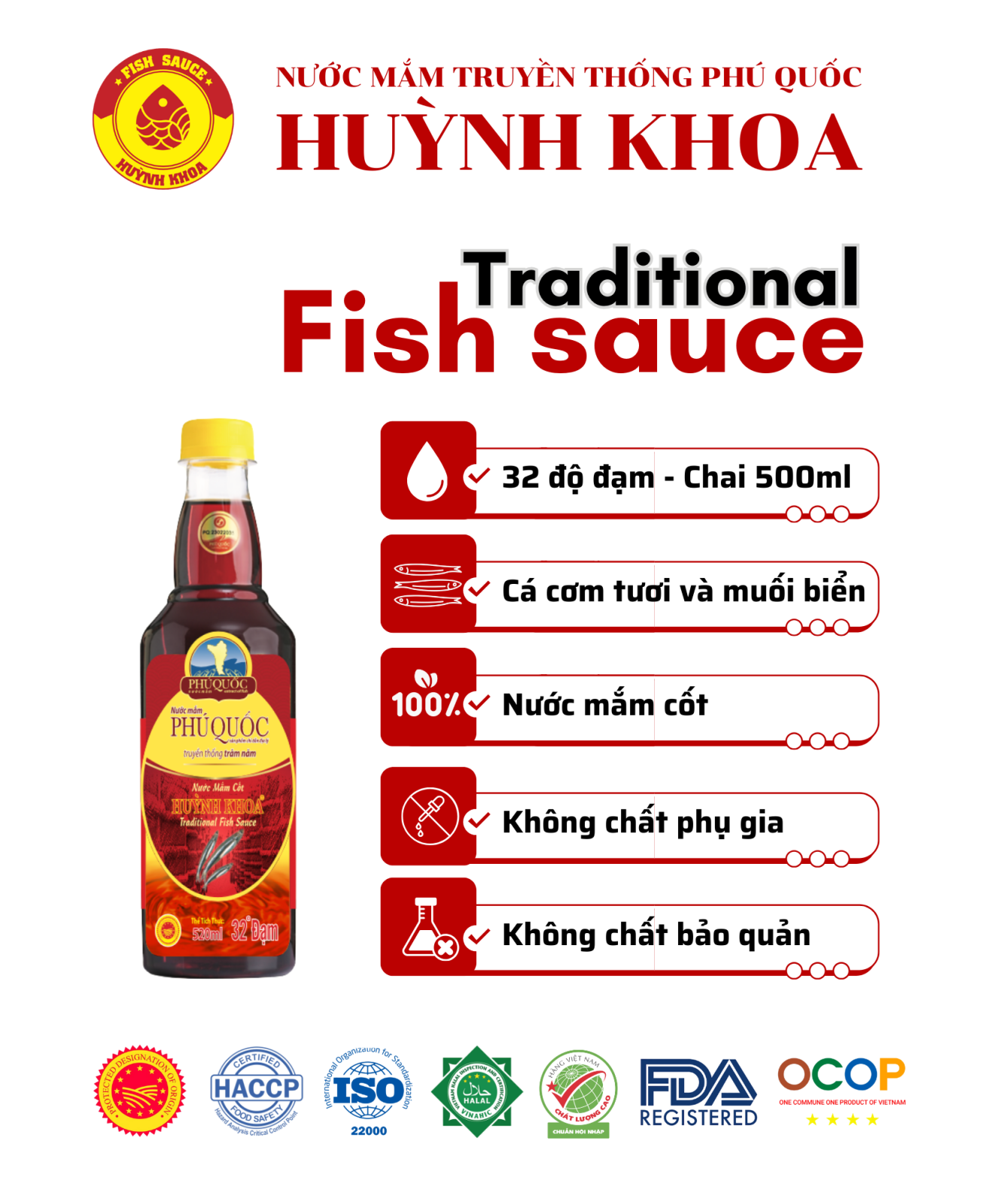 Nước Mắm Truyền Thống Cốt Nhĩ 32 Đạm Chai 500ml