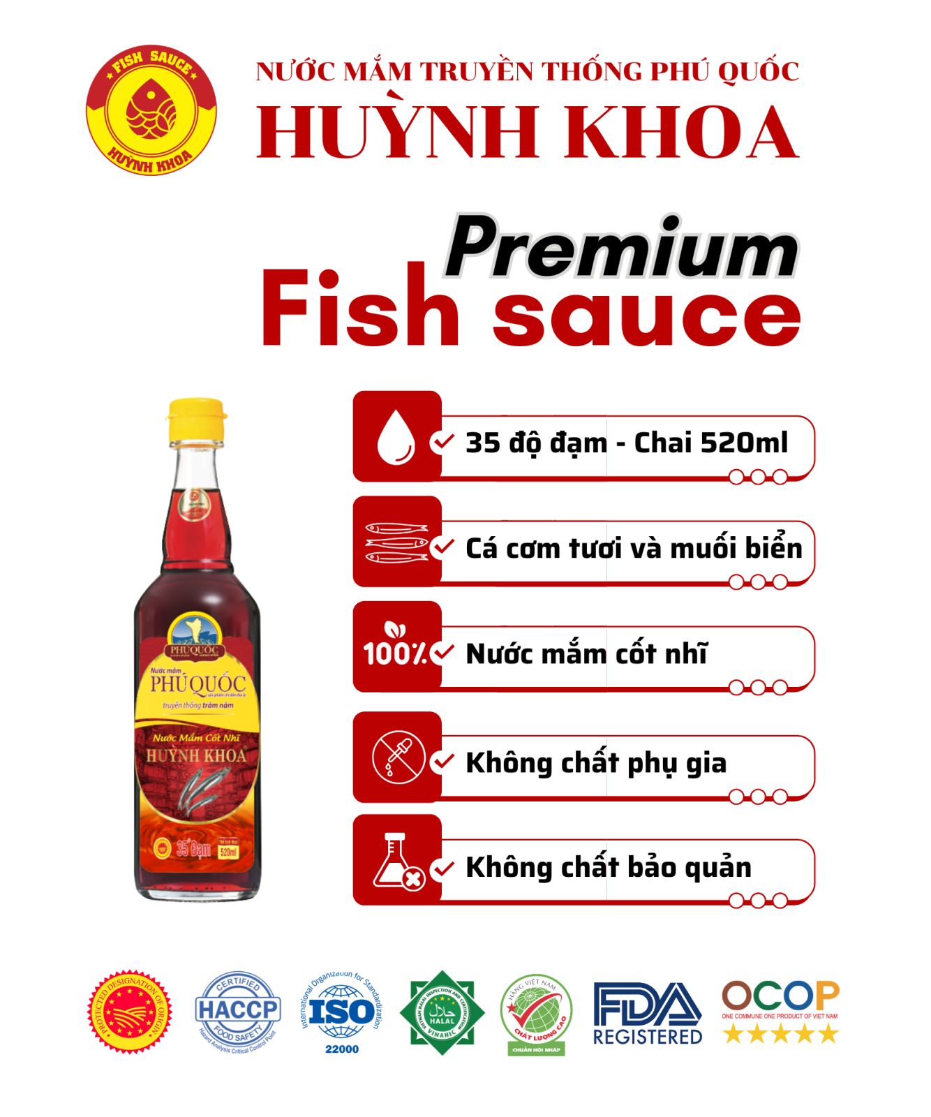 Nước Mắm Truyền Thống Cốt Nhĩ 35 Đạm Chai 500ml