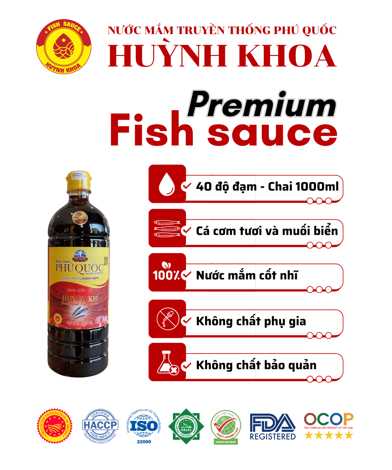 Nước Mắm Truyền Thống Cốt Nhĩ 40 Đạm Chai 1000ml