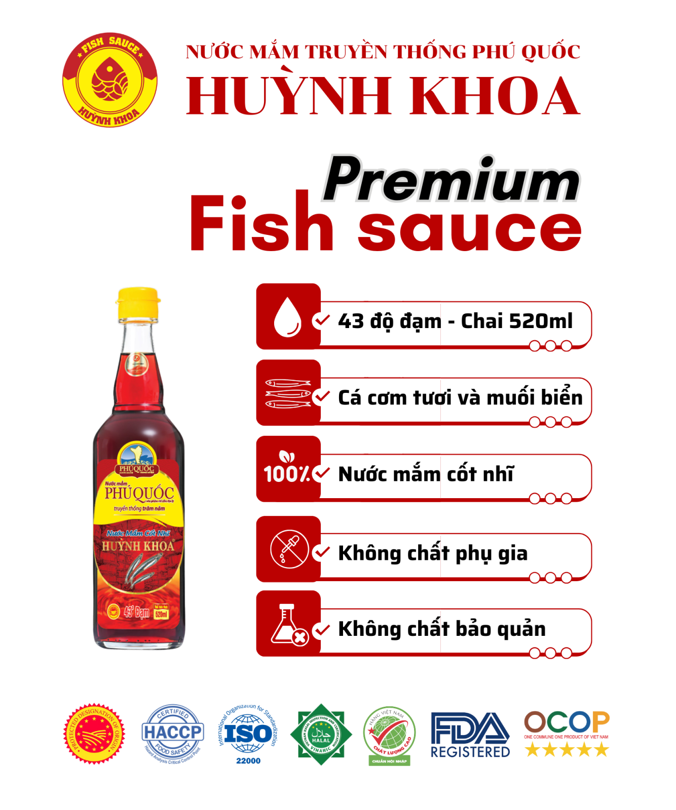 Nước Mắm Truyền Thống Cốt Nhĩ 43 Đạm Chai 520ml