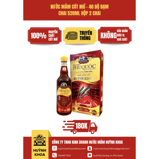 Nước Mắm Truyền Thống Cốt Nhĩ 40 đạm Chai 520ml