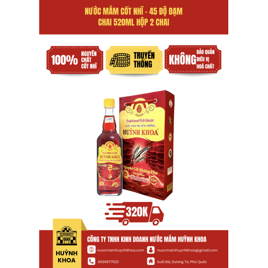 Nước Mắm Truyền Thống Cốt Nhĩ 45 Đạm Chai 520ml